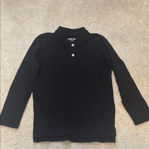 Lands' End Kids Black Long Sleeve Polo Shirt